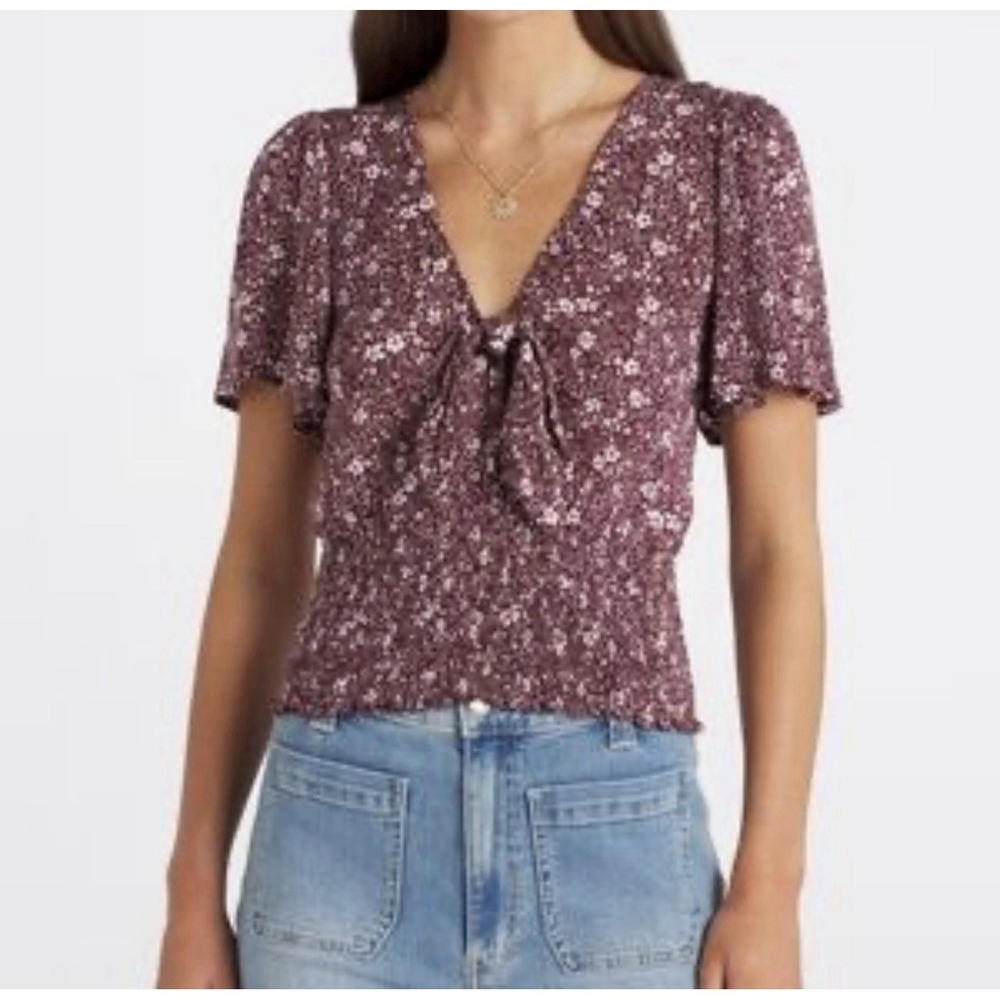 Mason & Belle NWT Athena Smocked Crop Top Size Large Purple Stitch Fix